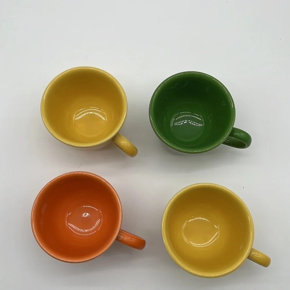 Lot of 4 Fiesta Multi Color Tea Cups 2 Marigold, Daffodil, Jade